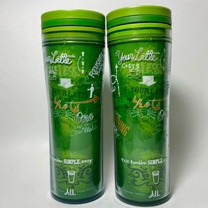 Starbucks 2 Travel Tumblers  20 Oz Green 2009
